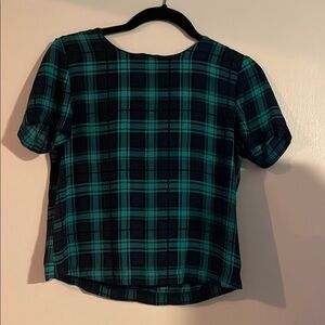 Forever 21 Boxy Green and Black Short Sleeve Blouse